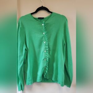 Lands' End, cotton blend, cardigan, ruffle , size large
